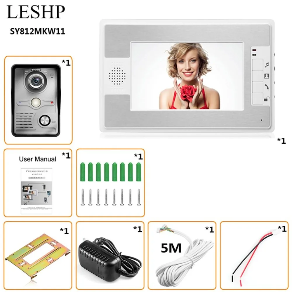 

LESHP Wired video intercom doorbell 7 Inch display Waterproof Night Vision color Hands-free Doorbell