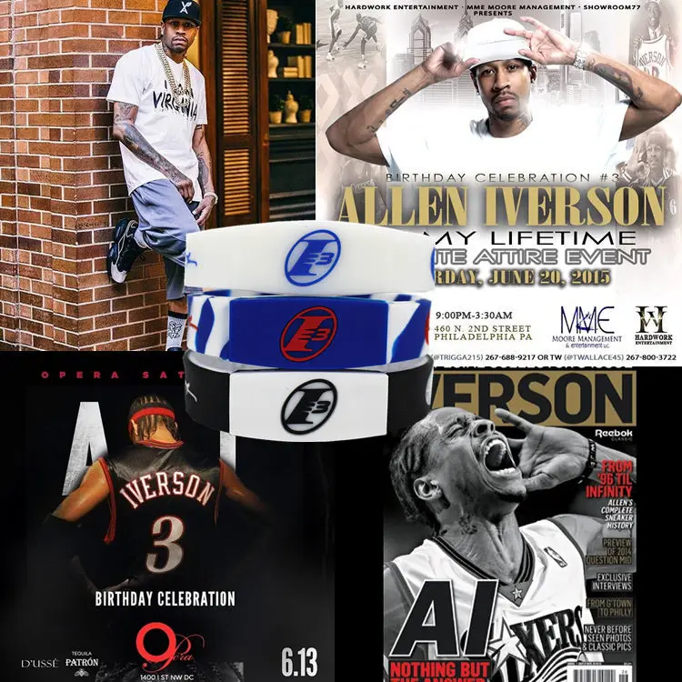 

NBAStar Allen Iverson Luminous Bracelet Silicone Bracelets Basketball Silicon Wristband Sport Jerwerly Cool Fashion