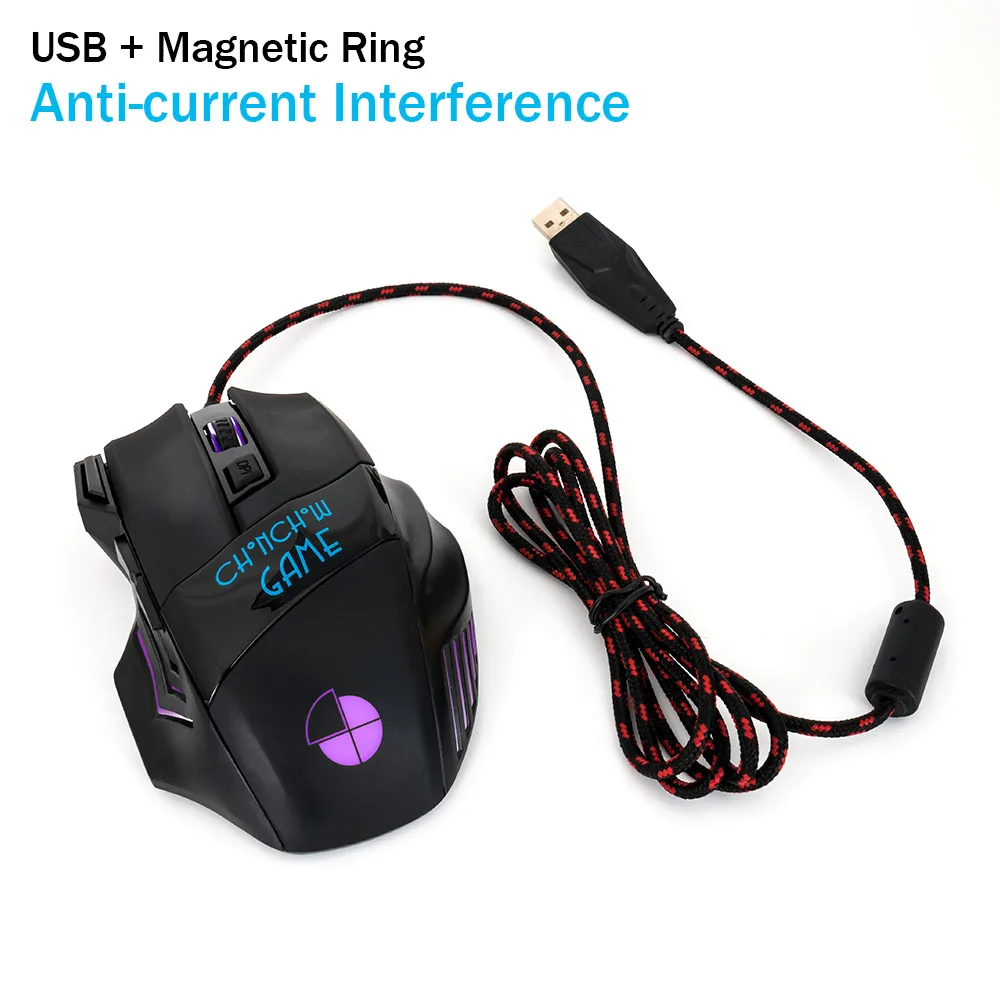 Professional Wired Gaming Mouse 7 Button 5500 DPI LED Optical USB Computer Mouse Gamer Cable High 5