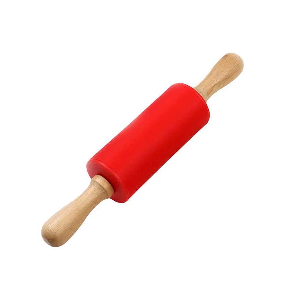 CoCud Silicone Rolling Pins, 17" Length, Silicone & Oak Non-Stick