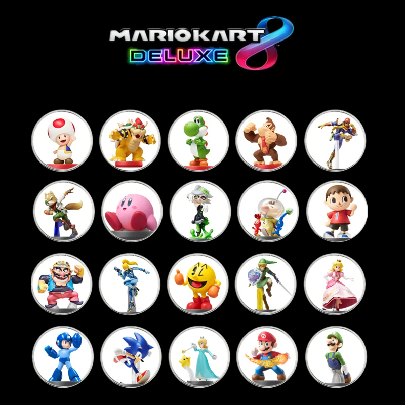 

Fast Shipping 20pcs/set Mario Kart 8 Deluxe NFC Card Edition Collection Game Currency Coin Of Amiibo Model Card Type NS WiiU