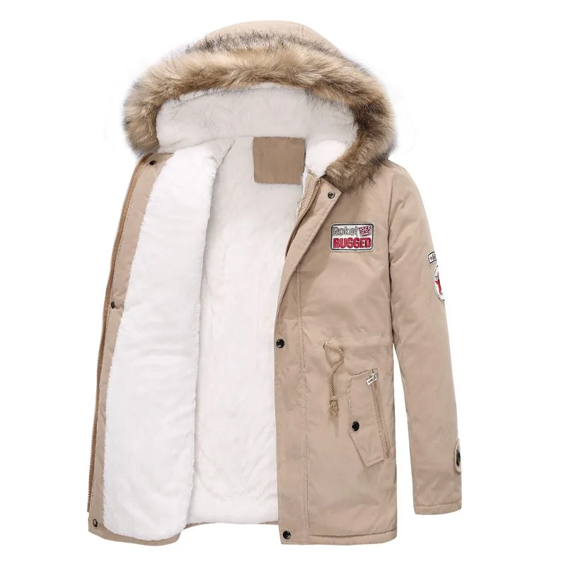 Дропшиппинг, Новое поступление, модная мужская зимняя куртка с капюшоном и меховым воротником, пальто в стиле милитари, 2XL, 3XL, 4XL, JPCL06
