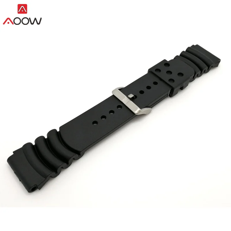 AOOW سيليكون مربط الساعة 20 22 24 مللي متر الرجال السود الرياضة الغوص المطاط للماء حزام ساعة اليد الفضة الفولاذ المقاوم للصدأ مشبك مربط الساعة AOOW سيليكون مربط الساعة 20 22 24 مللي متر الرجال السود الرياضة الغوص المطاط للماء حزام ساعة اليد الفضة الفولاذ المقاوم للصدأ مشبك مربط الساعة