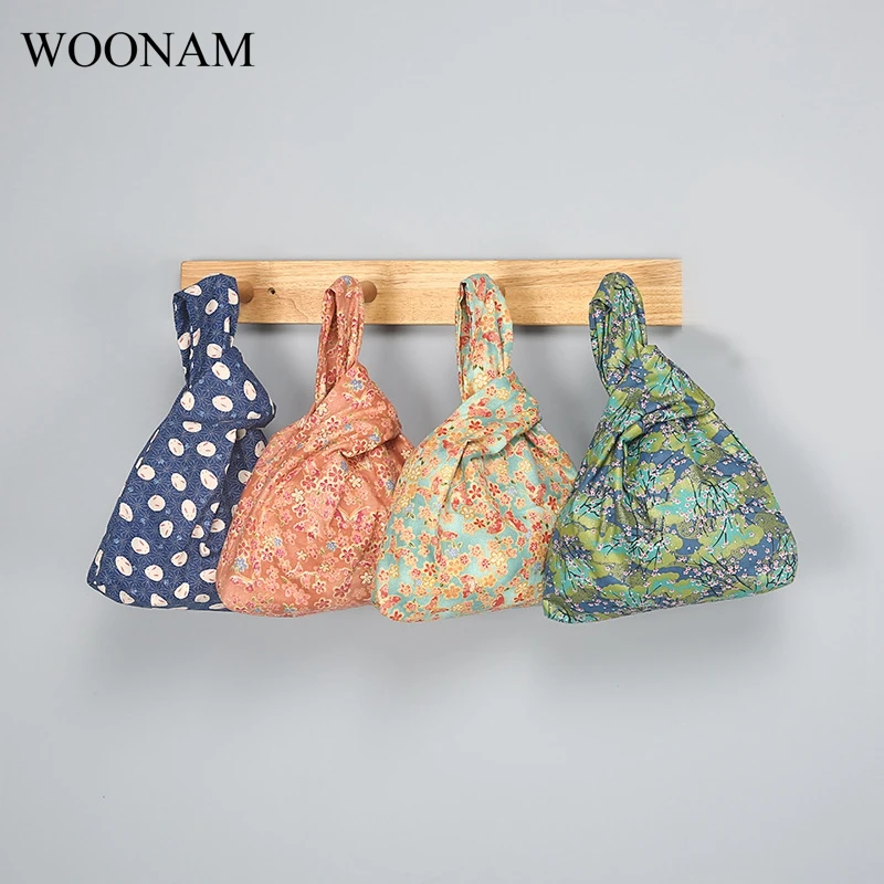 

WOONAM Handcrafted Women Fashion Evening Party Fine Floral Print Fabric Small Hand Wrist Pouch Roon Organizer Bag WB275