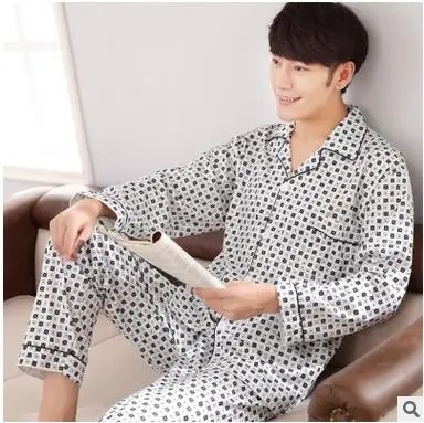 

MLXSLKY Men 's pajamas suit new autumn men' s pajamas cotton long - sleeved cardigan men 's household clothes Pajamas suits