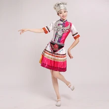 Chinese Folk Dance Costumes Miao Dance Clothing Hmong Clothes Performing Dress