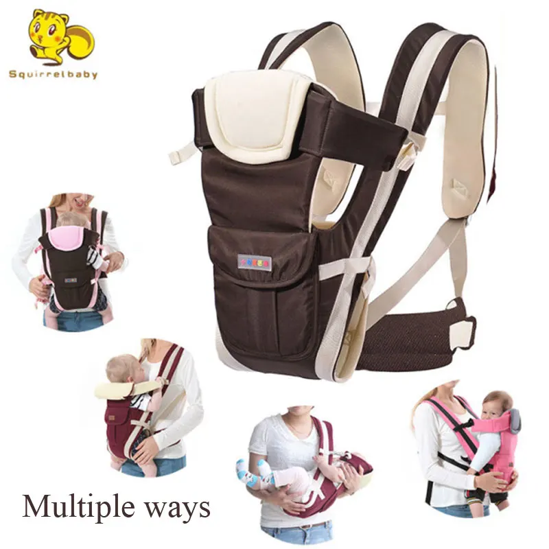 

Squirrelbaby 0-30 Months Breathable Front Facing Baby Carrier 4 in 1 Infant Comfortable Sling Backpack Pouch Wrap Baby