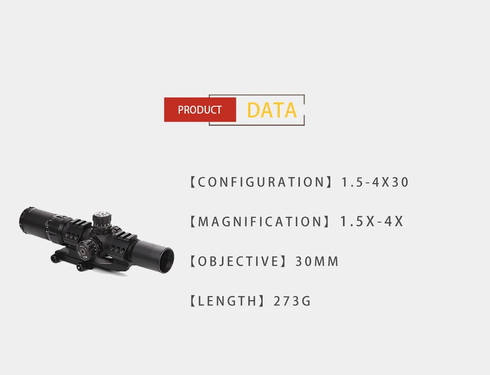 1.5 4x30 tratical caça riflescope rgb iluminado