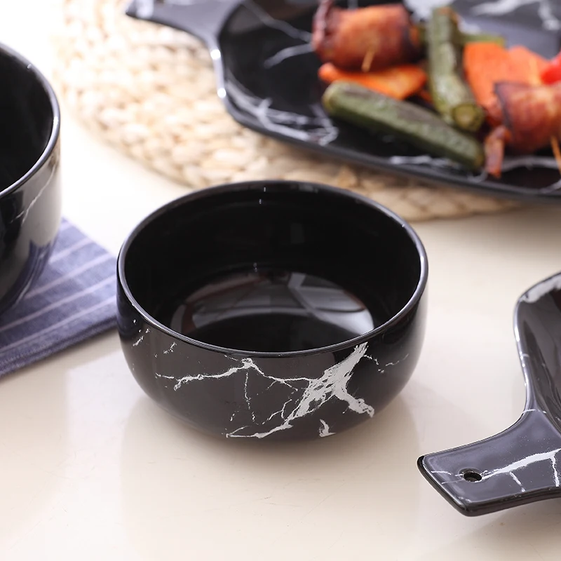 Creative Design Marble Grain Ceramic Rice Bowls Porcelain