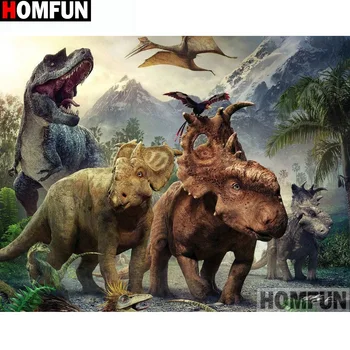 

HOMFUN Full Square/Round Drill 5D DIY Diamond Painting "Animal dinosa" Embroidery Cross Stitch 5D Home Decor Gift A14506