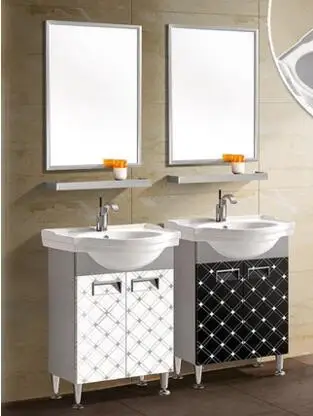 

Lavatory ark combination of PVC bathroom cabinet. Small family bathroom condole ark. Wash basin of oak