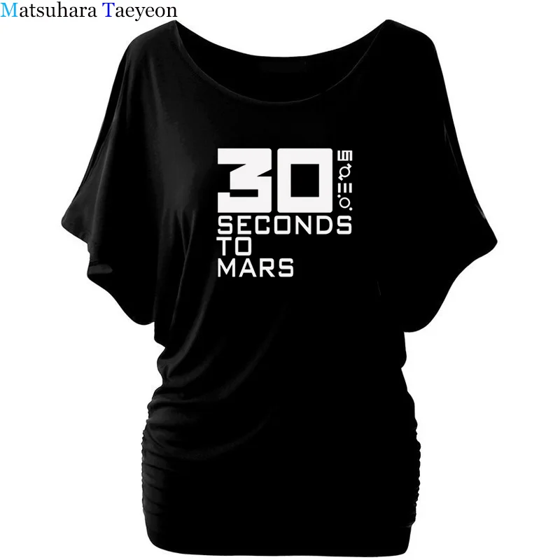 Женская футболка с короткими рукавами 30 Seconds To Mars хлопковая и рок принтом 30STM