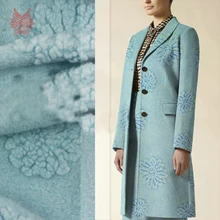 Светильник, синий, 3D Цветочный Жаккард, кашемир, шерсть, ткань для пальто, платье, зимняя пушистая шерстяная ткань, stoffen tissu SP4555