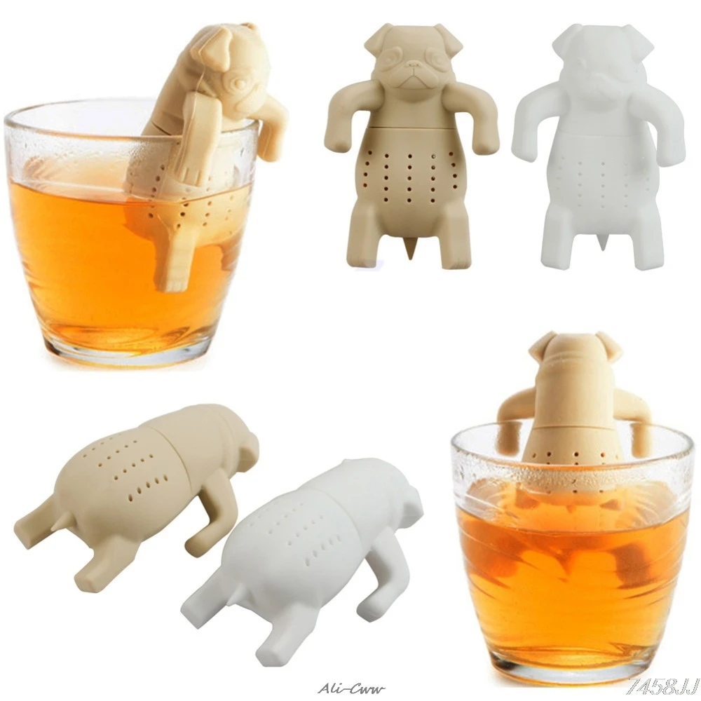 

Hot Silicone Coffee Tea Infuser Dog Pug Teapot Herbal Spice Strainer Filter Gift DropShip
