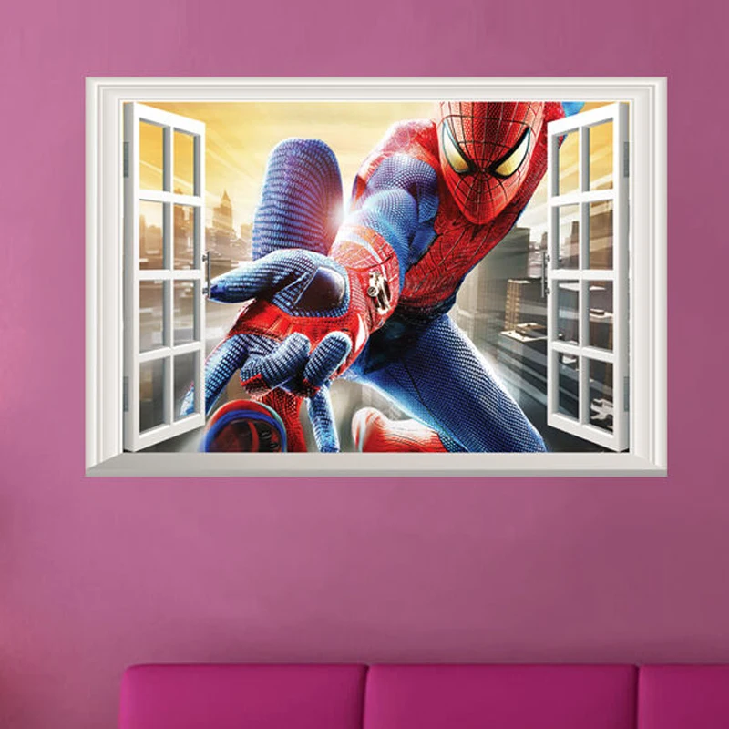 

Spiderman Children's Room Wall Stickers Decal PVC Background Home Decor 3D Style