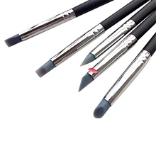 5Pcs/Set Soft Grey Silicone Head Sculpture Pen Brush Carving Emboss Craft Pen Brush Set Manicure Nail Art Tools