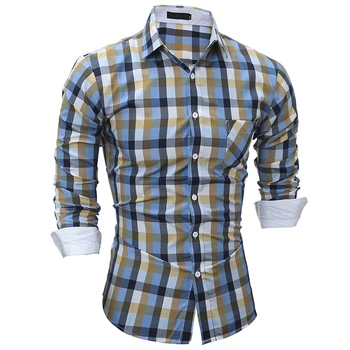 

NEW 2018 Fashion Spring autumn Classic plaid men dress shirts business Casual chemise homme camisas para hombre