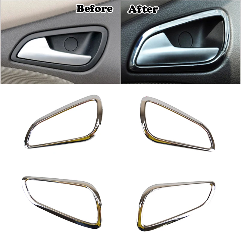AX Chrome Накладка на внутреннюю дверную ручку для Ford Focus Mk3 2012 2013 2014 ободок отделка