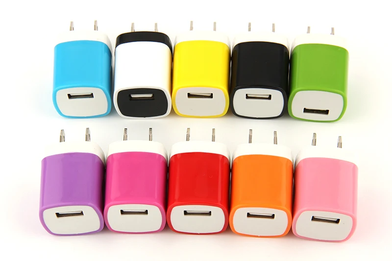 Красочные 1A США Plug AC адаптер питания домашнее настенное зарядное устройство с отдельным портом, USB зарядное устройство для iPhone 4 5 6 7 10 цветов 500 шт