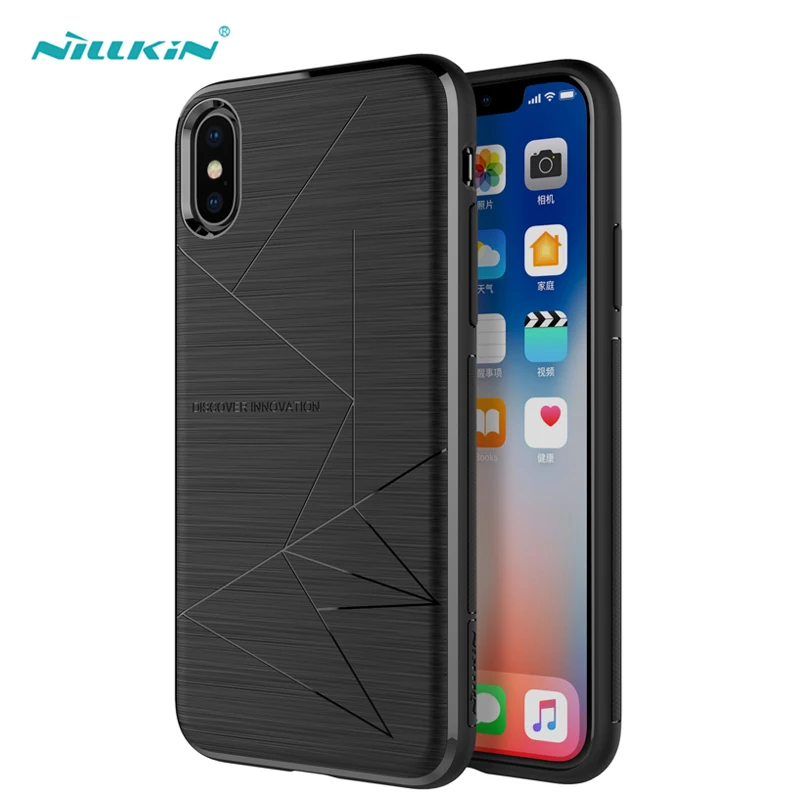 NILLKIN Новый черный мягкий чехол для iPhone X задняя крышка тонкий магнитный держатель