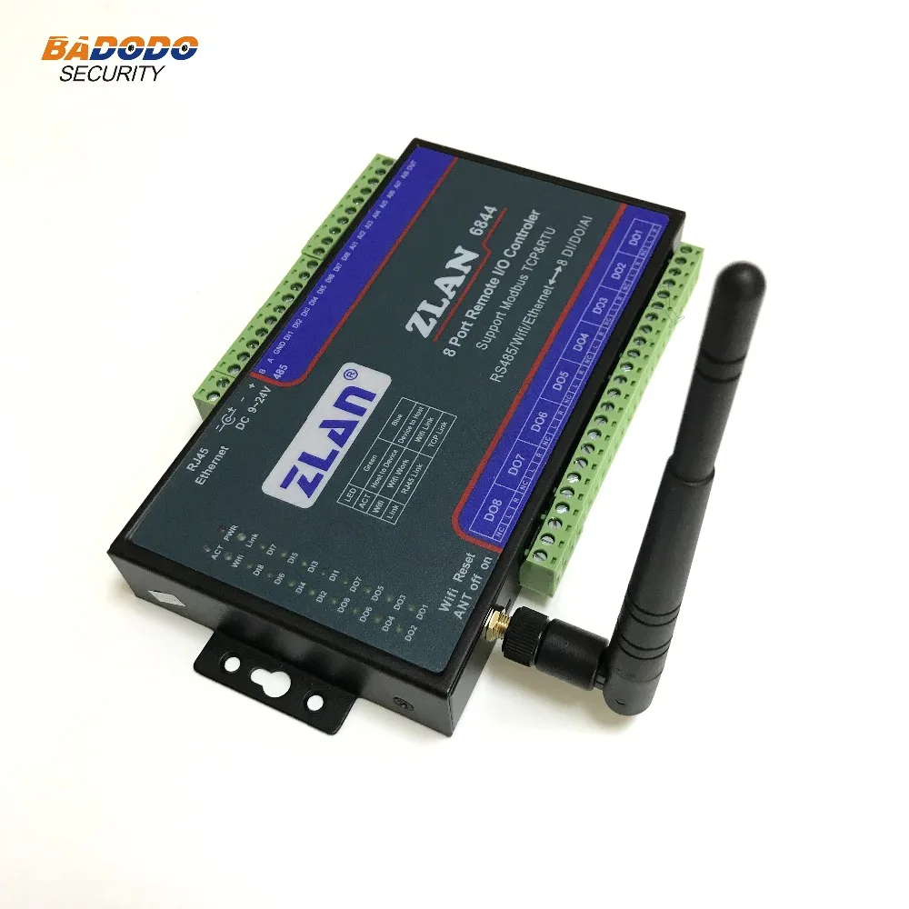 ZLAN6844 8 каналов порт дистанционного ввода/вывода контроллер RS485/Ethernet/wifi до 8 цифровой вход выход Поддержка modbus TCP RTU