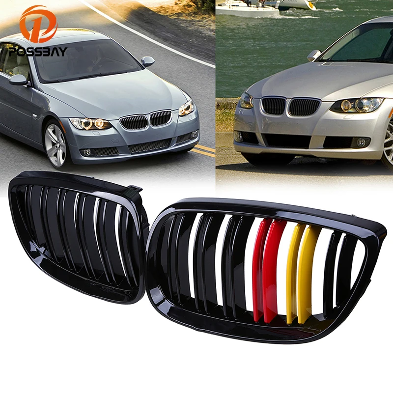 POSSBAY Gloss Black Grille for BMW 3 Series E92 Coupe M3 320xd/323i/325d 2007 2013 German Flap ...