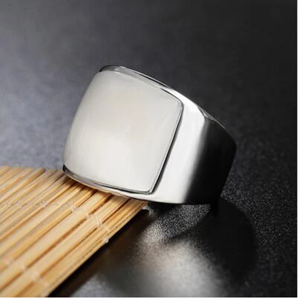 

New Fashion Rings Punk 361L Stainless Steel Vintage Rings with White Opal Rings for Party