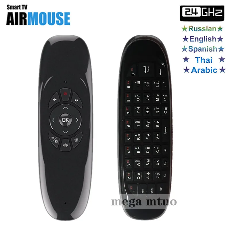 

Russian/English/Thai/Arabic/Spanish C120 Air Mouse 2.4GHz Wireless Keyboard 6 axes Gyroscope Remote Control for Android TV Box