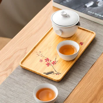 

TANGPIN natural bamboo tea trays handpainted tea table handmade serving tray kung fu tea accessories