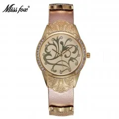 Miss Fox золотые часы Женское платье цветок Артикул Montre Homme Marque De Роскошная нержавеющая сталь задняя Водонепроницаемость Relogio Feminino - Цвет: 1995-3