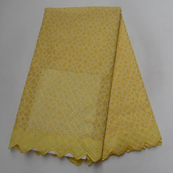

SY9525-3 African Lace Fabric High Quality 100% Cotton Dry Swiss Voile Lace with Stones Swiss Voile Lace In Switzerland 5Yards