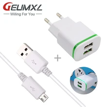 GEUMXL 2 порта Быстрая зарядка 2.1A USB Адаптивное быстрое зарядное устройство Micro USB кабель для samsung galaxy s6 s7 edge note 4 5 J5 J7 A3 A5