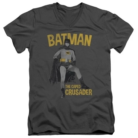 Trevco Batman Classic Tv-Caped Crusader - Short Sleeve Adult 30-1 Tee - Charcoal 2X