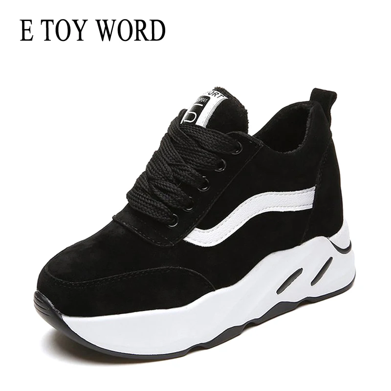 

E TOY WORD Women Sneakers Flock platform Sneakers Shoes Breathable Casual Shoes woman Fashion Height Increasing Ladies Shoes