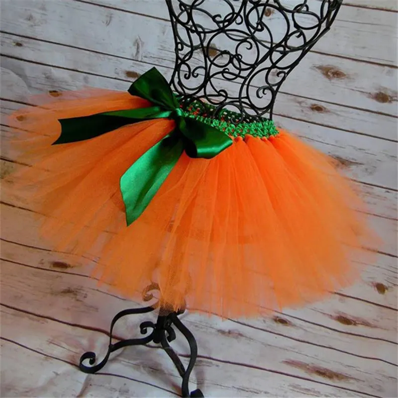 От 1 до 12 лет юбки-пачки с тыквой для маленьких девочек оранжевый костюм на Хэллоуин для детей юбка косплей день благодарения праздничный костюм PQ042