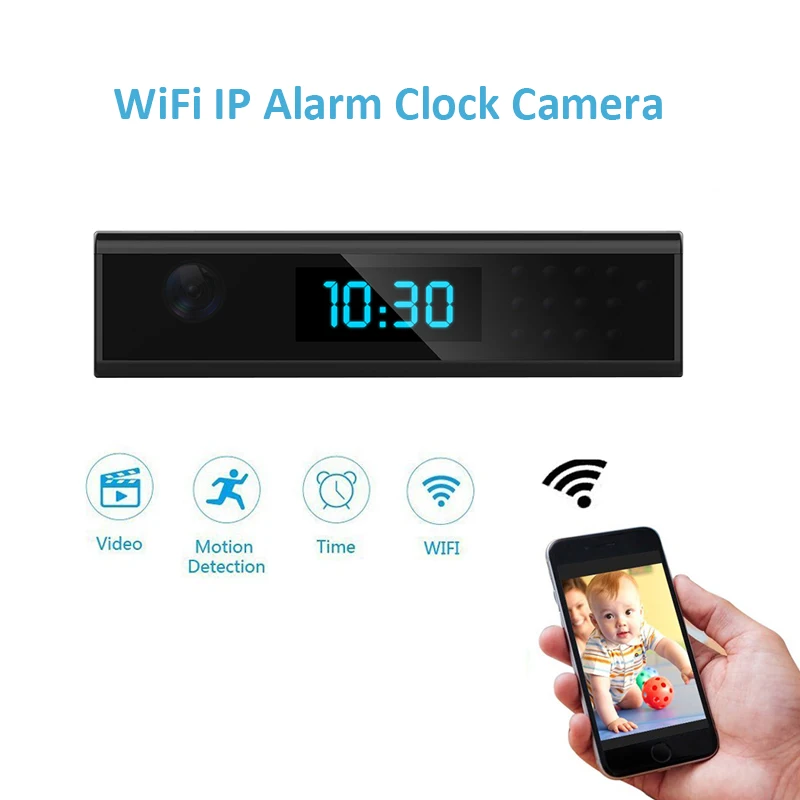 

Wifi IP Clock Mini Camera Full HD 1080P Table Clock Secret Camara Espia Micro Night Vision Home Security Cam Support Hidden Card
