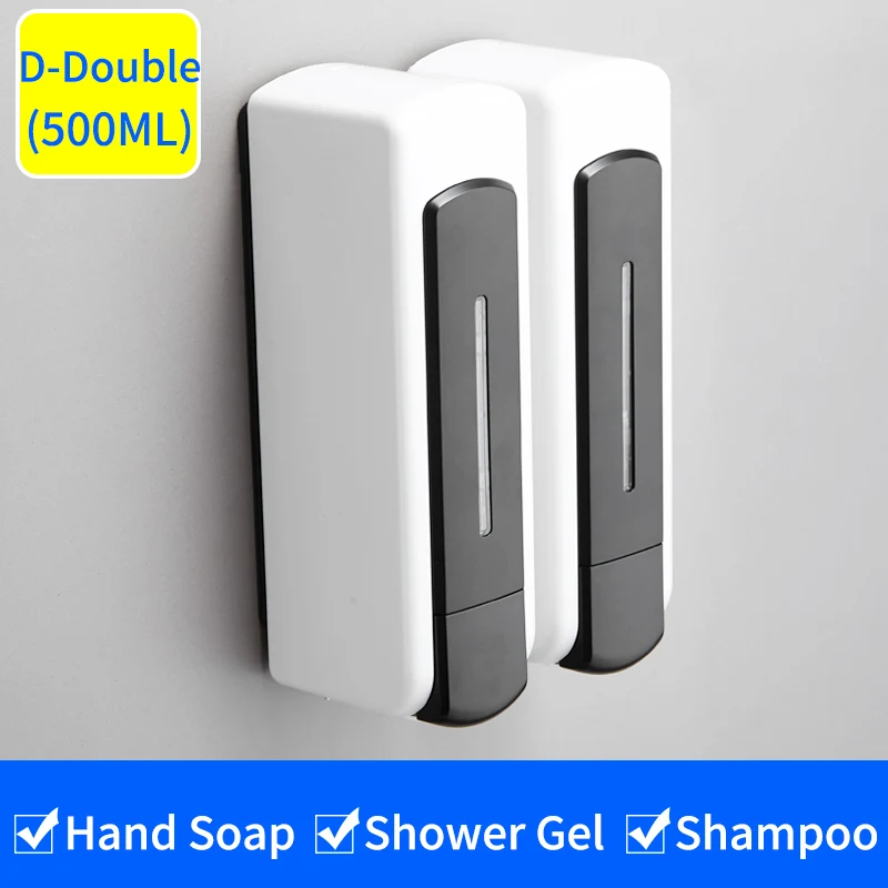 Liquid Soap Dispenser Wall Mounted 500ml Shower Gel Shampoo Dispenser Detergent Triple Hand Hotel Mall Kitchen Hand Soap Bottle - Цвет: D-Double