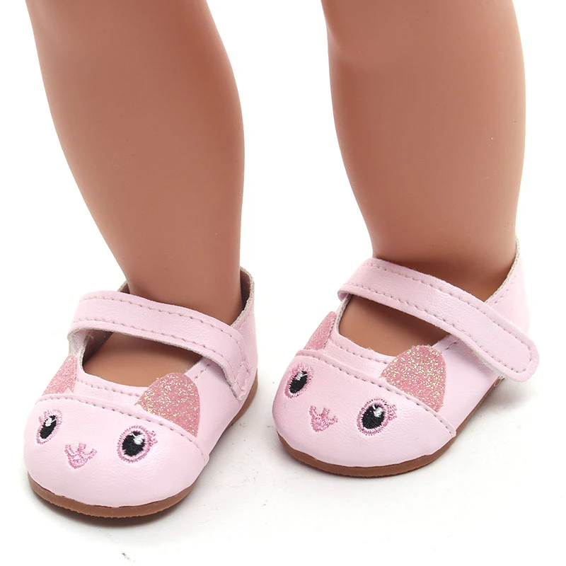 Милая 18 дюймовая кожаная обувь в виде американской куклы Кошки для 43 см, мини-обувь для новорожденных, подарок на Рождество, украшение игрушек