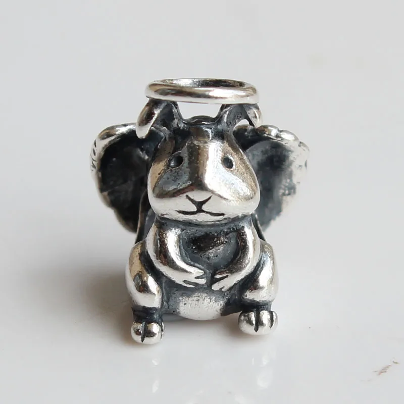 New Genuine Rabbit Animal Angel Wings Beads 925 Silver Charms Fit Original Europe Pendant Troll Bracelet Diy Jewelry Making Gift (4)