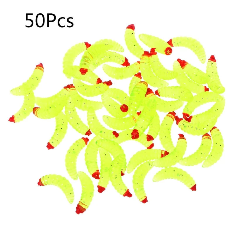 50 шт./пакет рыбалка поплавок Simulation червь 2.4cm0.5g мягкие приманки искусственные рыболовные снасти 4 цвета Горячая Распродажа - Цвет: Цвет: желтый