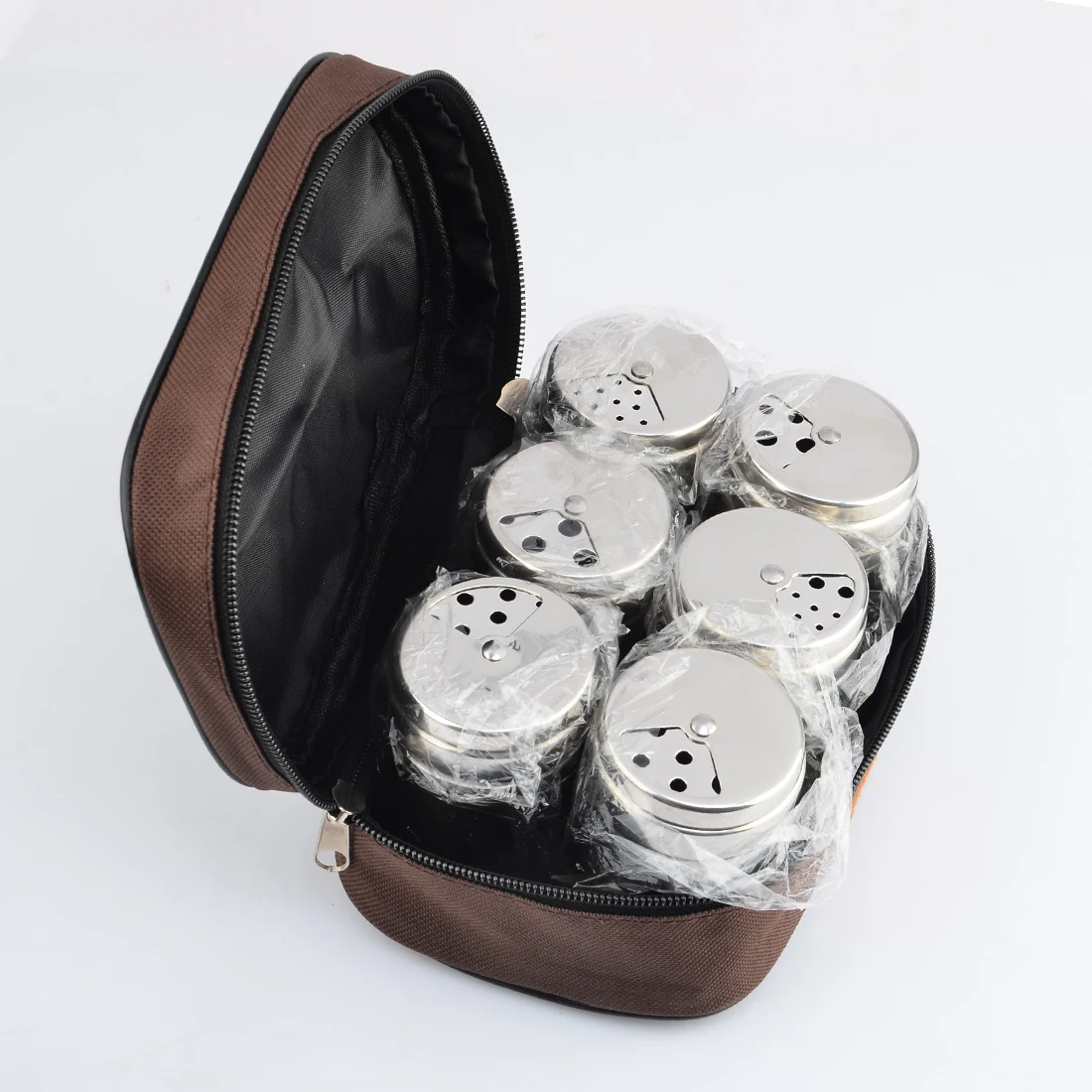 

HIPSTEEN 6Pcs Stainless Steel Salt Spice Pepper Shaker Seasoning Cans Bottles Container with Rotating Cover Cooking Barbecue