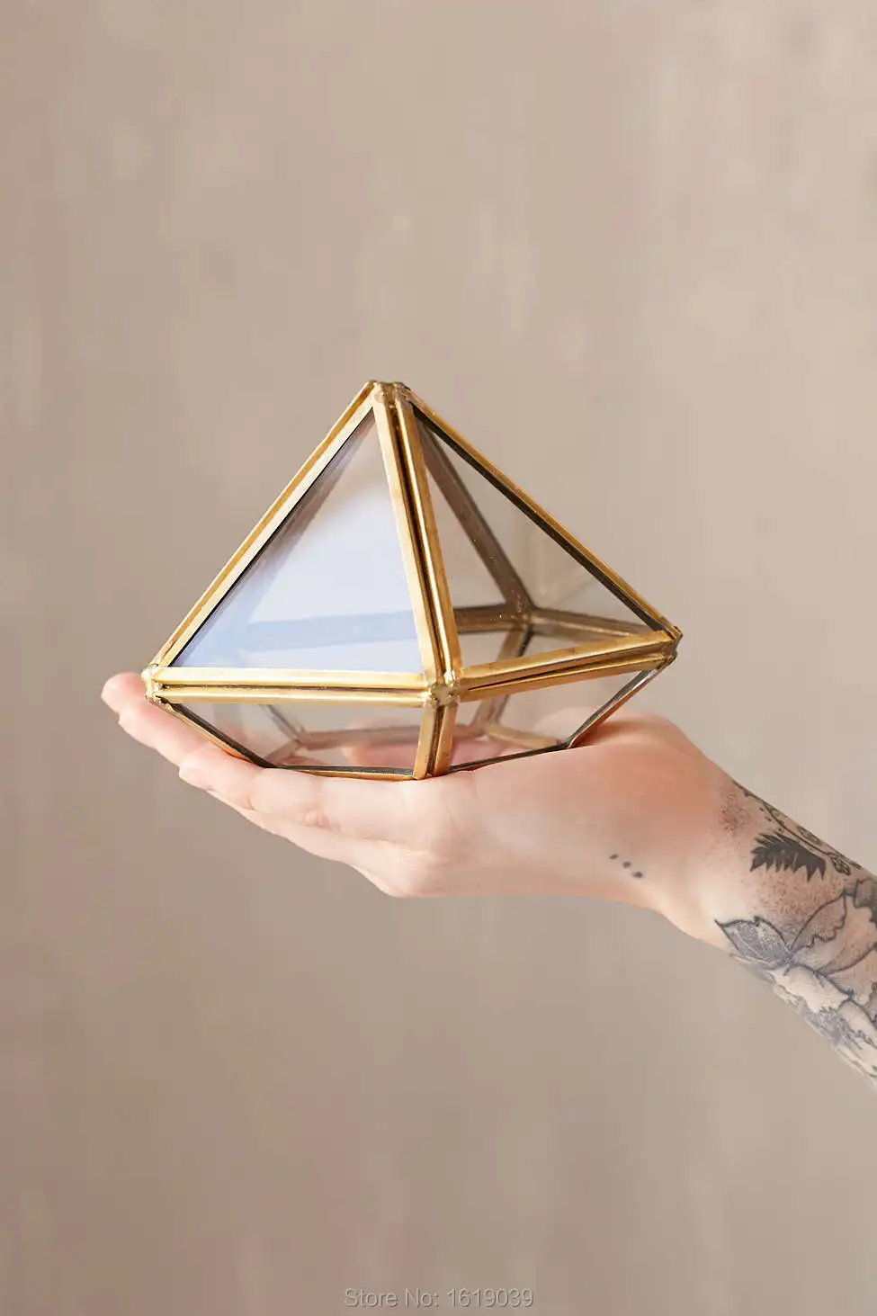 diamond terrarium brass geometric small box glass vase for plant