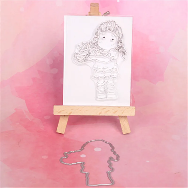 

Lovely girl Metal Cutting Dies or Transparent Clear Stamp for DIY Scrapbooking/photo album Decorative Card making