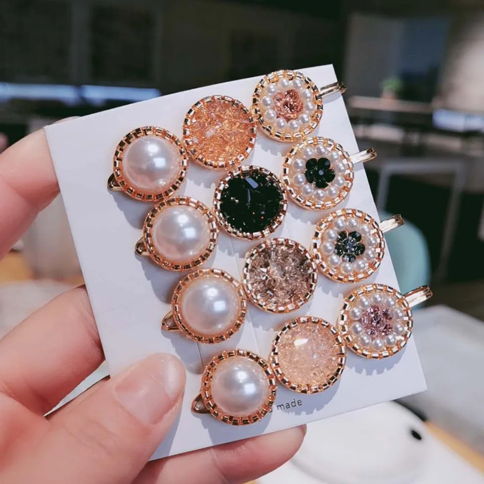 

Ins Net Red Hair Clip Korea Simple Crystal Hairpin Bangs Clip Girl Temperament Side Clip Word Clip Hair Accessories