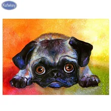 Фото на заказ Сделай Сам Алмазная картина "Мопс ПЭТ" 3d ситкер вышивка крестиком Полный алмаз для алмазной вышивки мозаика Рисунок собаки Настенный декор