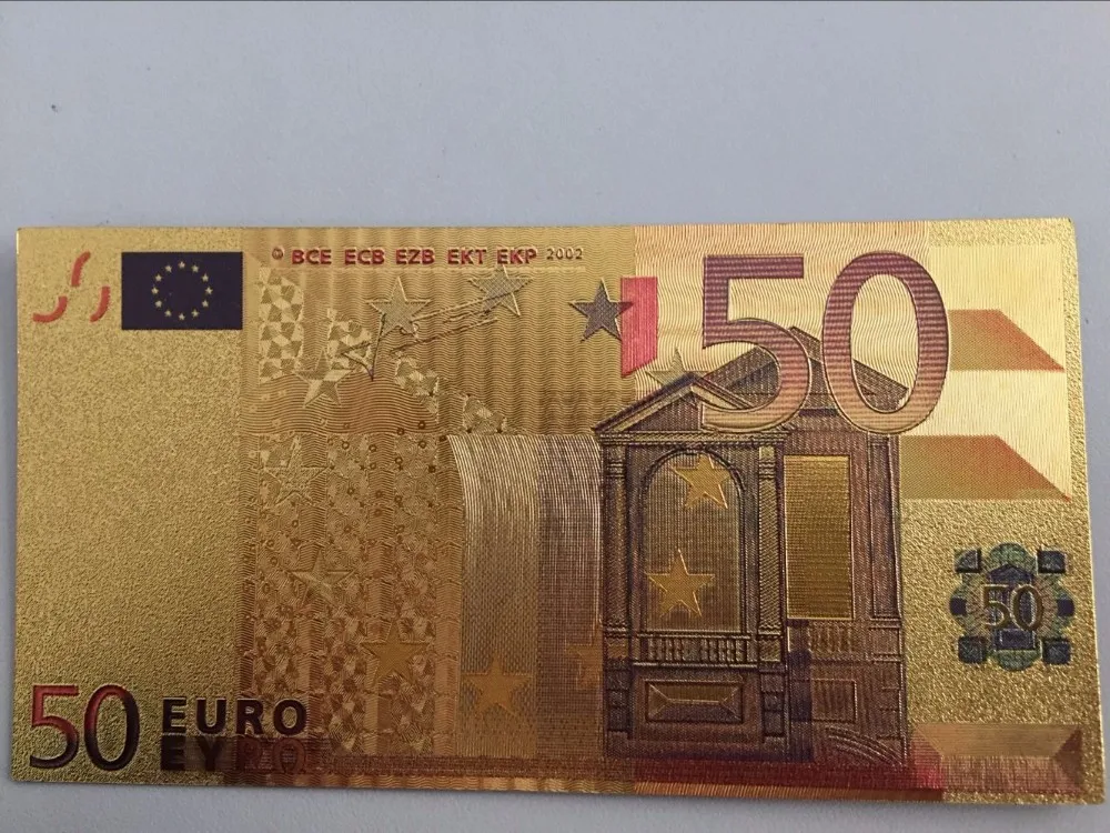 

100pcs 24k European 50 Euro Gold Banknote Fake Money EURO BANK NOTES Europe money Color Gold Plated Banknotes Creative Gift