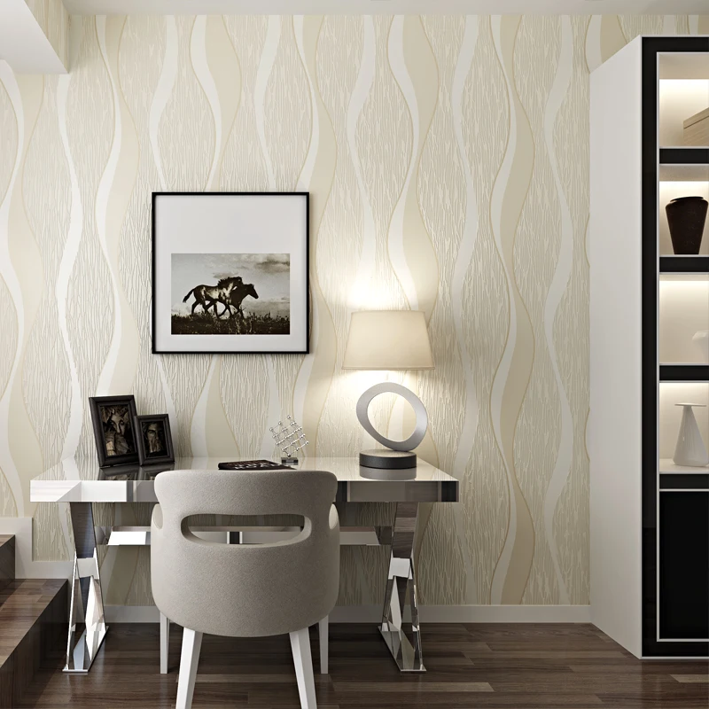 

Modern Vertical Stripe Wallpaper Roll for Living Room Walls 3D Wave Non Woven Striped Wall Papers Home Decor Bedroom Papel Mural