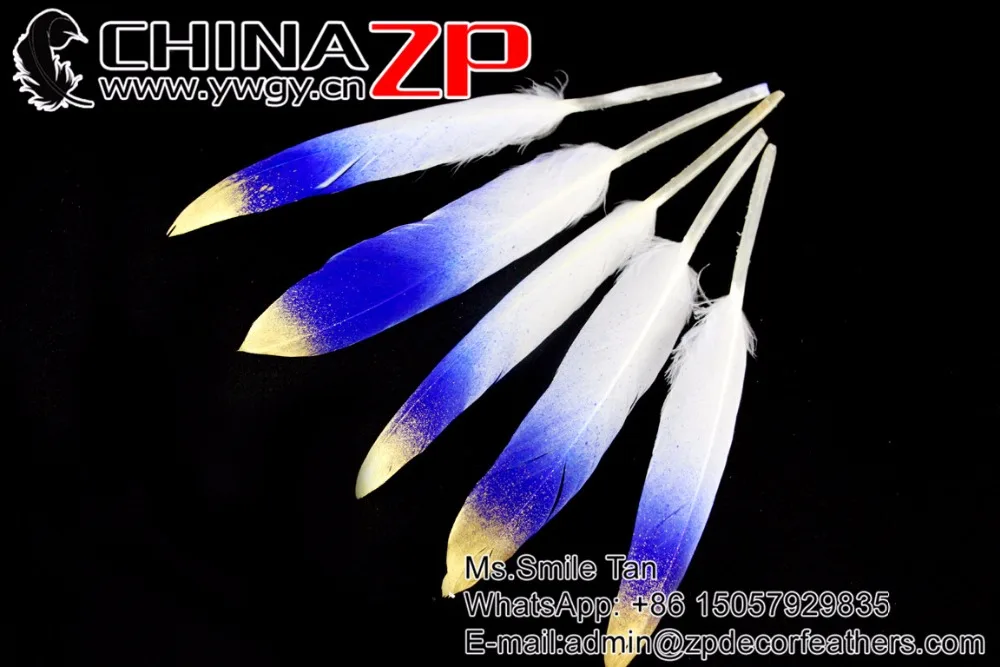 11 Royal Blue Hand Painted Duck Feathers (6)