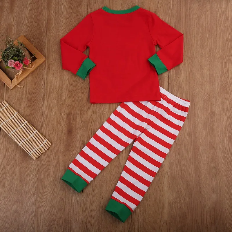 Рождественская Детская футболка с длинными рукавами и рисунком оленя для маленьких девочек топ+ длинные штаны, пижама, комплект одежды для сна