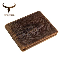 COWATHER 100 top quality cow genuine leather men wallets alligator style vintage wallet